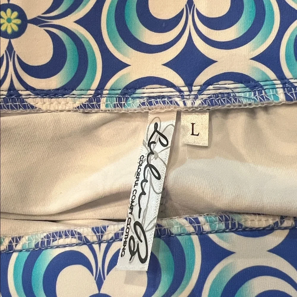 Lulu B Blue Floral Geometric Athletic Skirt with Built In Shorts - Picture 5 of 6